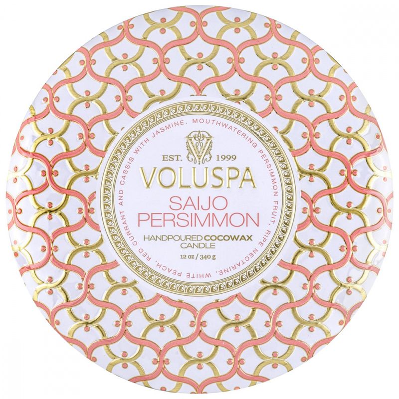 Voluspa Saijo Persimmon 3-Wick Tin Candle 40timer