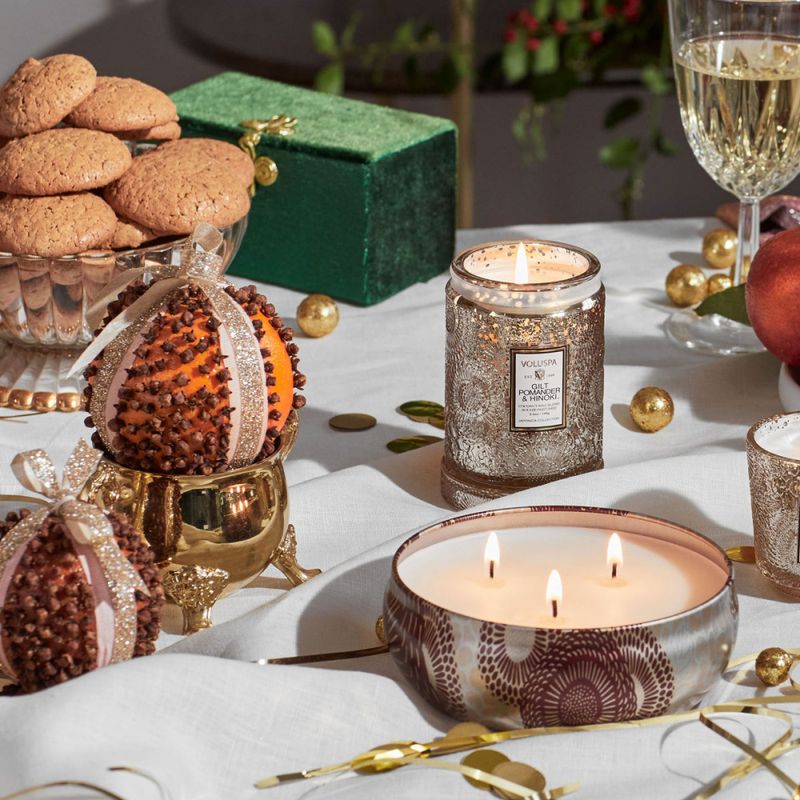 Voluspa Gilt Pomander & Hinoki Small Jar Candle 50timer